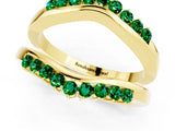 Yellow gold Round Emerald Chevron Contour Band with Prong Setting_7