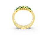 Yellow gold Round Emerald Chevron Contour Band with Prong Setting_9
