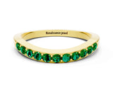 Yellow gold Round Emerald Curved Wedding Band with Channel Setting_6