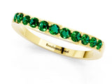 Yellow gold Round Emerald Curved Wedding Band with Channel Setting_7