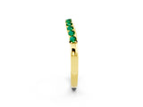 Yellow gold Round Emerald Curved Wedding Band with Channel Setting_8