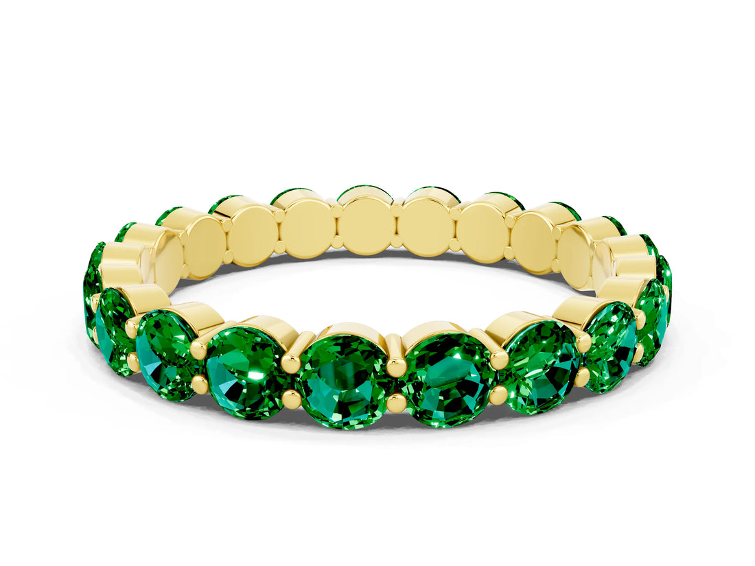 Yellow gold Round Emerald Eternity Band with U-Prong Setting_30