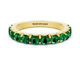 Yellow gold Round Emerald Half Eternity Band with Classic Prong Setting_6