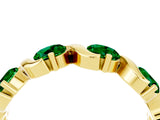 Yellow gold Round Emerald Half Eternity Band with Wave Prong Setting_10