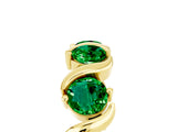 Yellow gold Round Emerald Half Eternity Band with Wave Prong Setting_11