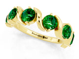 Yellow gold Round Emerald Half Eternity Band with Wave Prong Setting_7