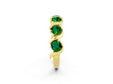 Yellow gold Round Emerald Half Eternity Band with Wave Prong Setting_8