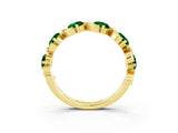 Yellow gold Round Emerald Half Eternity Band with Wave Prong Setting_9