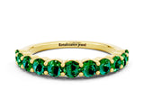 Yellow gold Round Emerald Half-Eternity Prong-Set Band_6