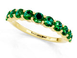 Yellow gold Round Emerald Half-Eternity Prong-Set Band_7