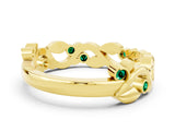 Yellow gold Round Emerald Leaf Eternity Band with Bezel Setting_36