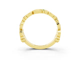 Yellow gold Round Emerald Leaf Eternity Band with Bezel Setting_39