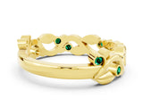 Yellow gold Round Emerald Leaf Eternity Band with Bezel Setting_42