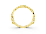 Yellow gold Round Emerald Leaf Eternity Band with Bezel Setting_45