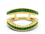 Yellow gold Round Emerald Milgrain Eternity Band with Channel Setting_18
