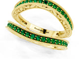 Yellow gold Round Emerald Milgrain Eternity Band with Channel Setting_19