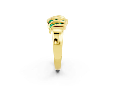 Yellow gold Round Emerald Multi-Row Crossover Band_8