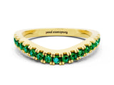 Yellow gold Round Emerald Pavé Curved Band with Shared Prong Setting_6