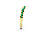 Yellow gold Round Emerald Pavé Curved Band with Shared Prong Setting_8