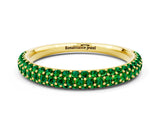 Yellow gold Round Emerald Pavé Eternity Band with Shared Prong Setting_6