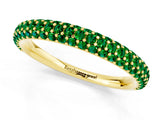 Yellow gold Round Emerald Pavé Eternity Band with Shared Prong Setting_7