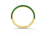 Yellow gold Round Emerald Pavé Eternity Band with Shared Prong Setting_9