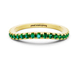 Yellow gold Round Emerald Pavé Half Eternity Band with Shared Prong Setting_7