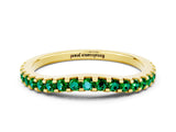 Yellow gold Round Emerald Pavé Set Curved Wedding Band_6