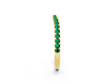 Yellow gold Round Emerald Pavé Set Curved Wedding Band_8