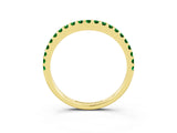 Yellow gold Round Emerald Pavé Set Curved Wedding Band_9