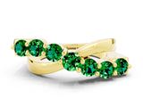 Yellow gold Round Emerald Prong-Set Crossover Band_6