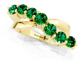 Yellow gold Round Emerald Prong-Set Crossover Band_7