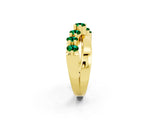 Yellow gold Round Emerald Prong-Set Crossover Band_8