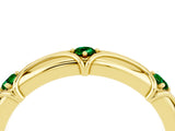 Yellow gold Round Emerald Prong Set Milgrain Eternity Band_10
