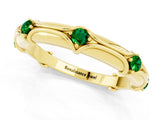 Yellow gold Round Emerald Prong Set Milgrain Eternity Band_7