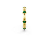 Yellow gold Round Emerald Prong Set Milgrain Eternity Band_8