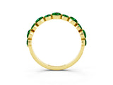 Yellow gold Round Emerald Scalloped Prong Set Eternity Band_21