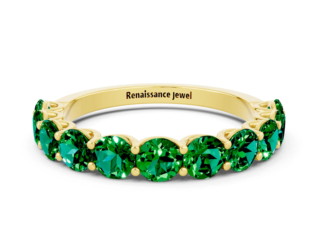 Yellow gold Round Emerald Shared Prong Eternity Band_6
