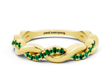 Yellow gold Round Emerald Twist Eternity Band with Pavé Setting_6