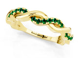 Yellow gold Round Emerald Twist Eternity Band with Pavé Setting_7