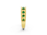 Yellow gold Round Emerald Twist Milgrain Band with Bezel Setting_14