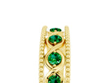 Yellow gold Round Emerald Twist Milgrain Band with Bezel Setting_17