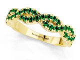 Yellow gold Round Emerald Twisted Eternity Band with Pavé and Shared Prong Setting_23