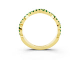 Yellow gold Round Emerald Twisted Eternity Band with Pavé and Shared Prong Setting_25