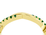 Yellow gold Round Emerald Twisted Infinity Band with Prong Setting_10