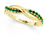 Yellow gold Round Emerald Twisted Infinity Band with Prong Setting_7