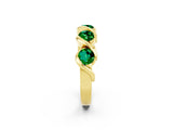 Yellow gold Round Emerald Wave Band with Channel Setting and Shared Prongs_8
