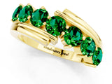Yellow gold Round Emerald Wave Band with Channel and Shared Prong Setting_19