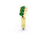 Yellow gold Round Emerald Wave Band with Channel and Shared Prong Setting_20