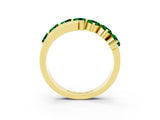 Yellow gold Round Emerald Wave Band with Channel and Shared Prong Setting_21